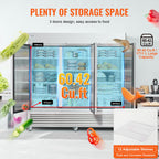 VEVOR Commercial Freezer 60.42 Cu.Ft Reach in Upright Freezer 3 Doors 12 Shelves