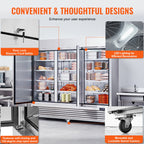 VEVOR Commercial Freezer 60.42 Cu.Ft Reach in Upright Freezer 3 Doors 12 Shelves
