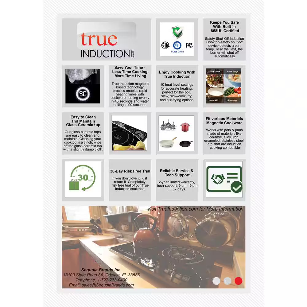 TI-1SS 13 In. Portable Commercial Single Element Black Induction Glass-Ceramic Cooktop 3200W 197UL Cert.