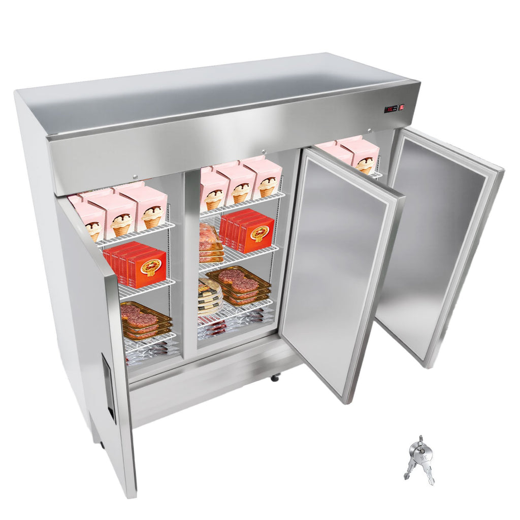 Uimoso Commercial Upright Reach-In Freezer 66.9 Cu.Ft with 3 Door and 12 Shelves
