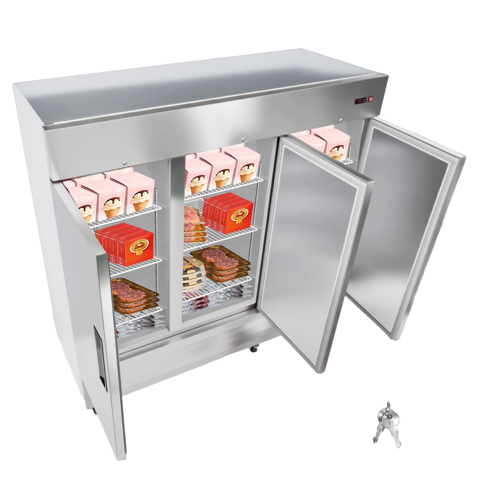Uimoso Commercial Upright Reach-In Freezer 66.9 Cu.Ft with 3 Door and 12 Shelves