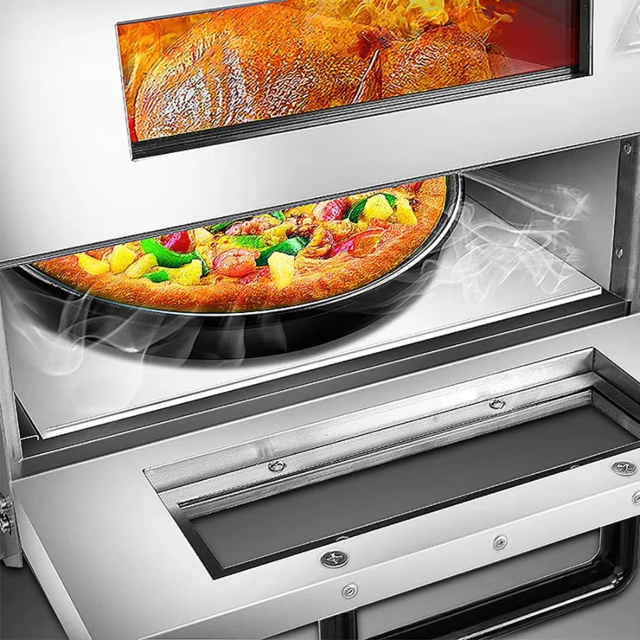 Commercial 1700W 16 Inch Stainless Steel Electric Countertop Pizza Oven for Restaurant Home Multifunctional Indoor Oven for Piz