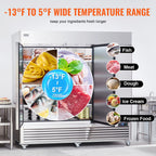VEVOR Commercial Freezer 60.42 Cu.Ft Reach in Upright Freezer 3 Doors 12 Shelves