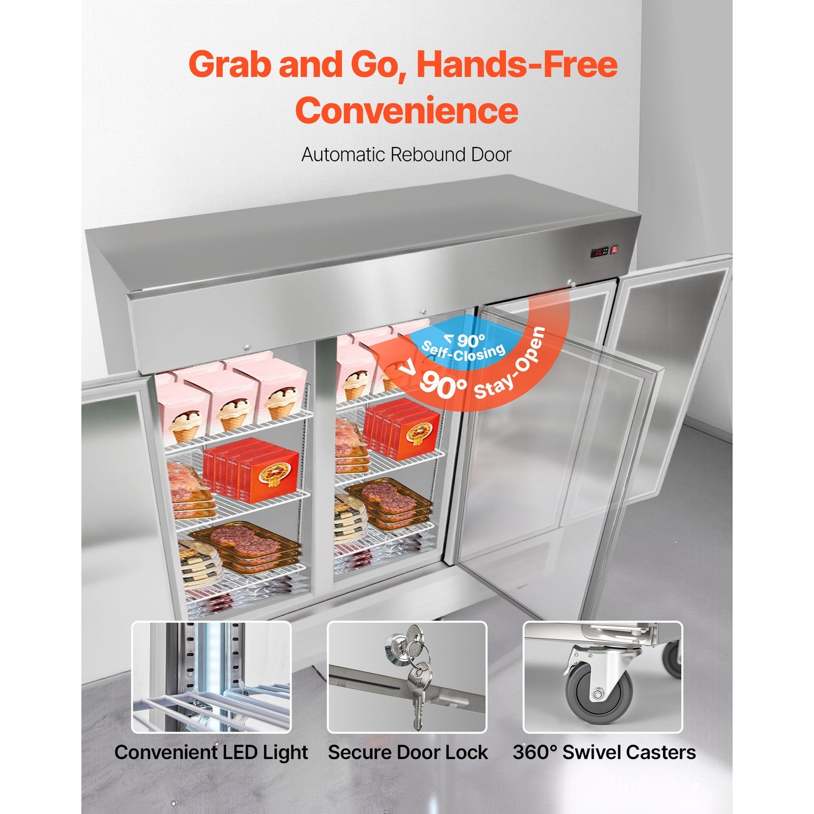 Uimoso Commercial Upright Reach-In Freezer 66.9 Cu.Ft with 3 Door and 12 Shelves