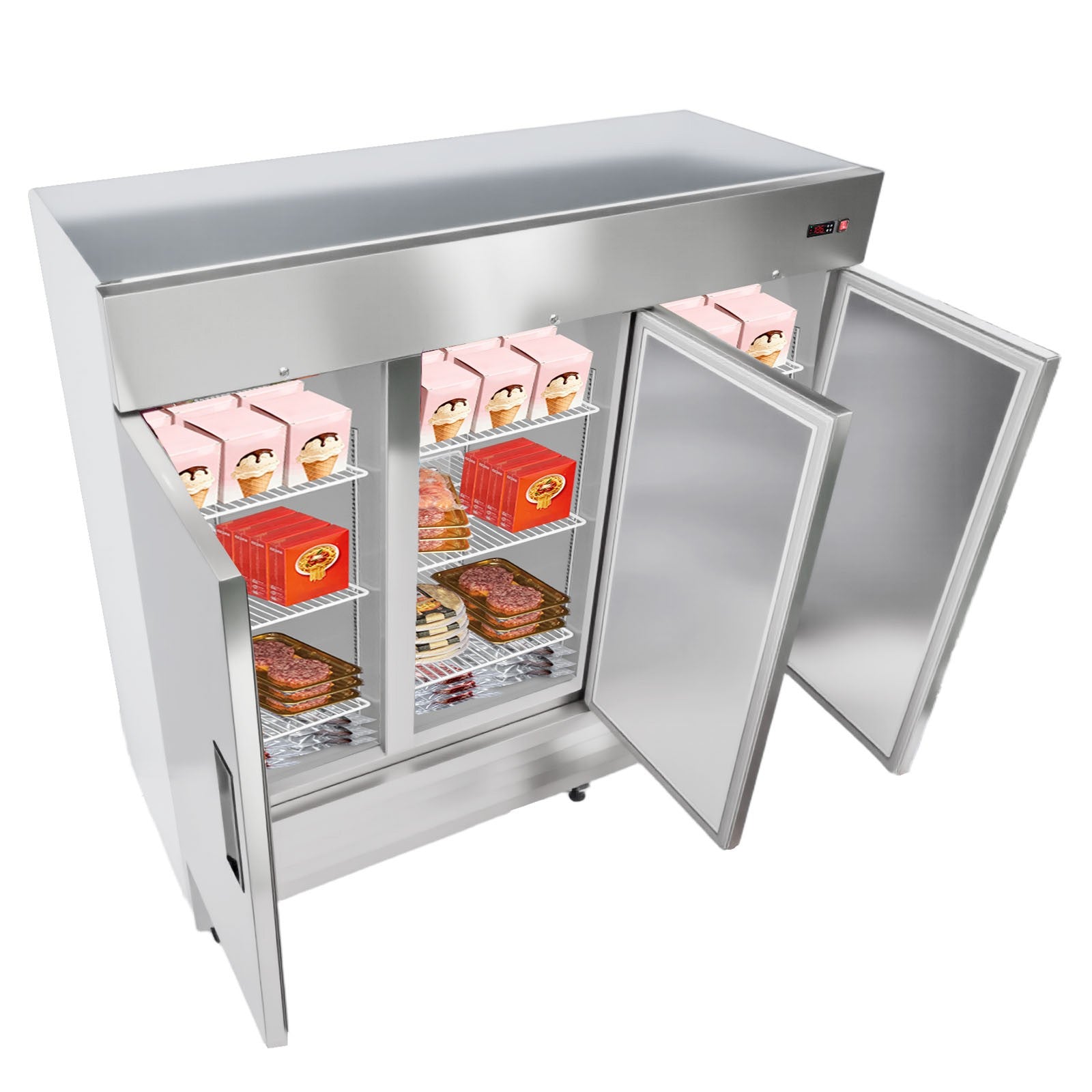 Uimoso Commercial Upright Reach-In Freezer 66.9 Cu.Ft with 3 Door and 12 Shelves