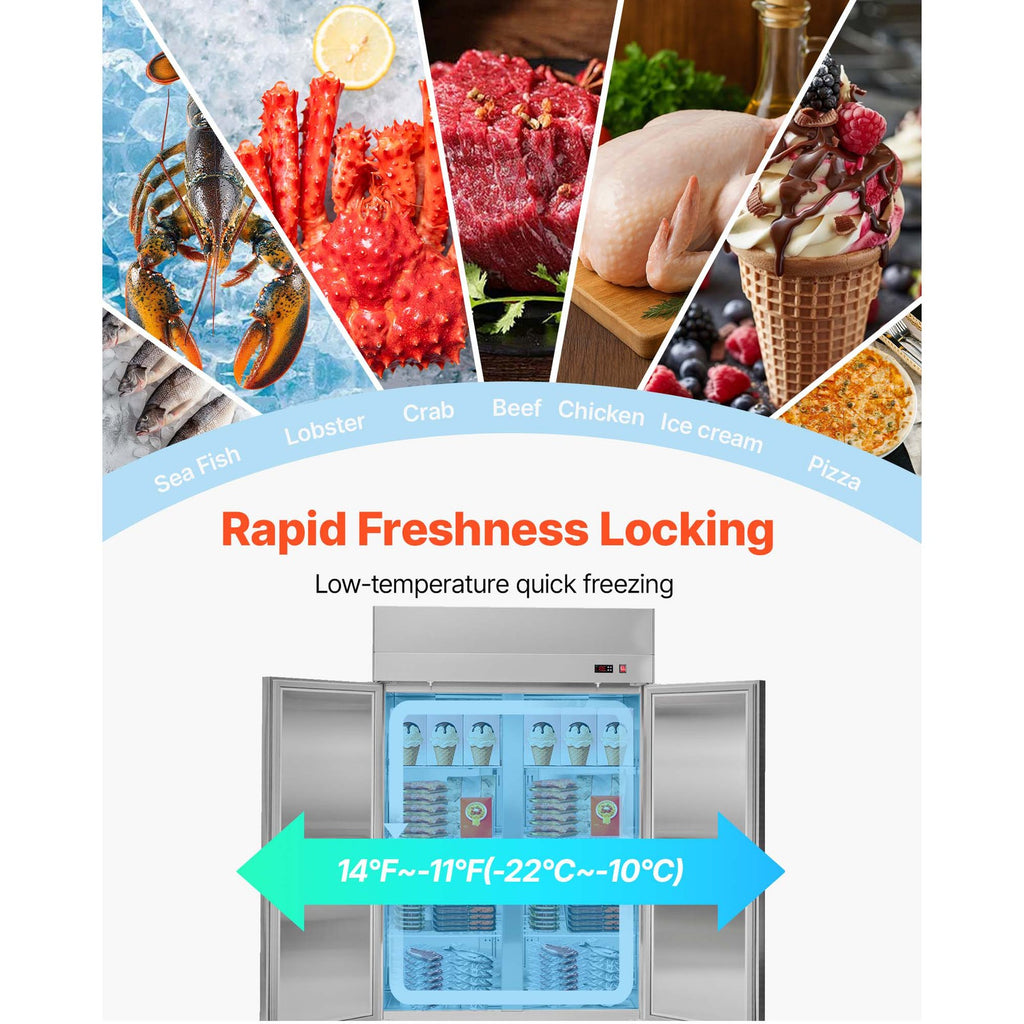 Uimoso Commercial Upright Reach-In Freezer 66.9 Cu.Ft with 3 Door and 12 Shelves