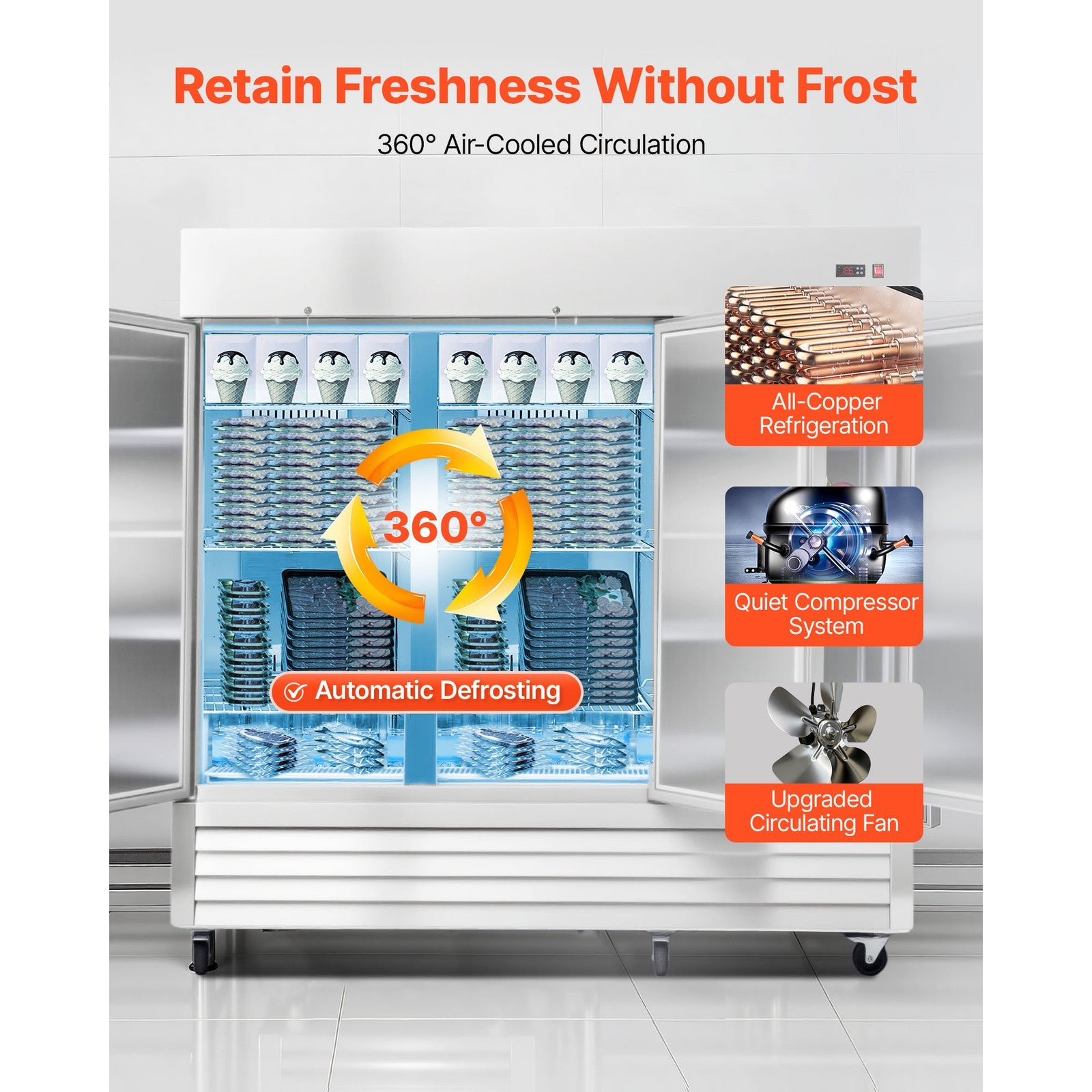 Uimoso Commercial Upright Reach-In Freezer 66.9 Cu.Ft with 3 Door and 12 Shelves