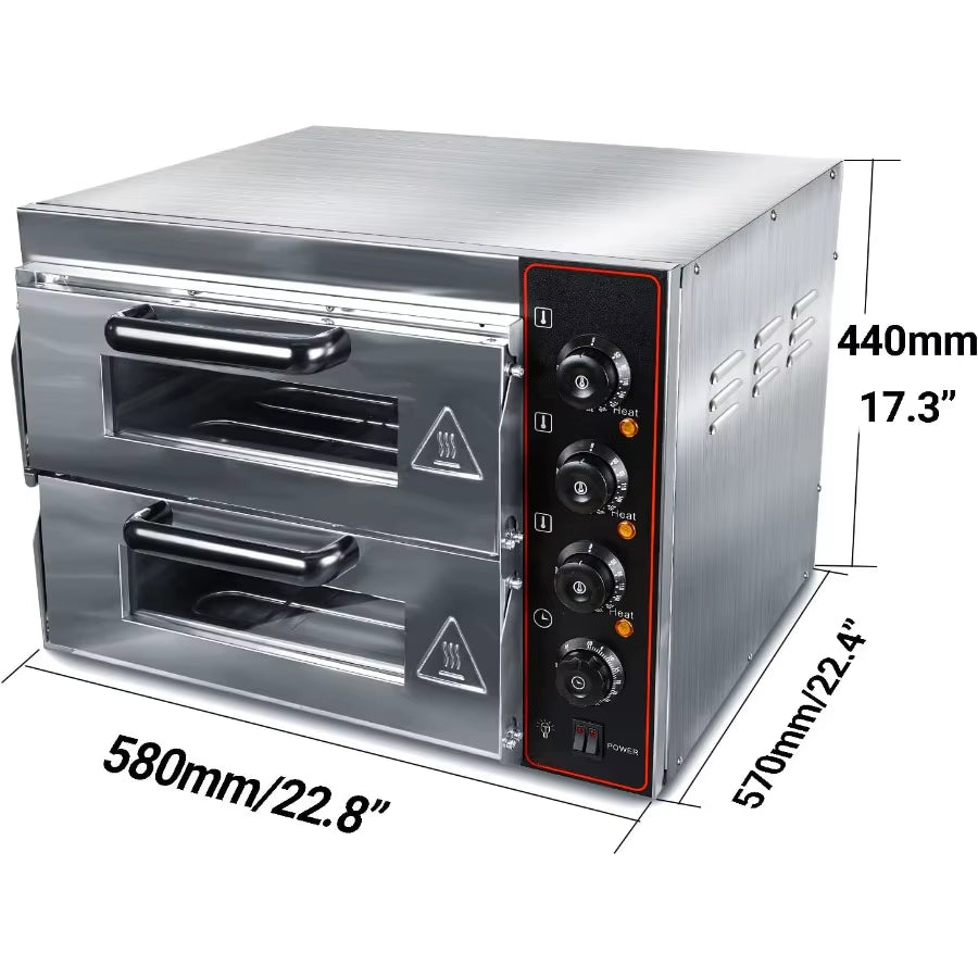 Commercial 1700W 16 Inch Stainless Steel Electric Countertop Pizza Oven for Restaurant Home Multifunctional Indoor Oven for Piz