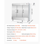 Uimoso Commercial Upright Reach-In Freezer 66.9 Cu.Ft with 3 Door and 12 Shelves