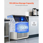Uimoso 440Lbs/24H Commercial Ice Maker Restaurant Ice Machine 110Lbs Storage
