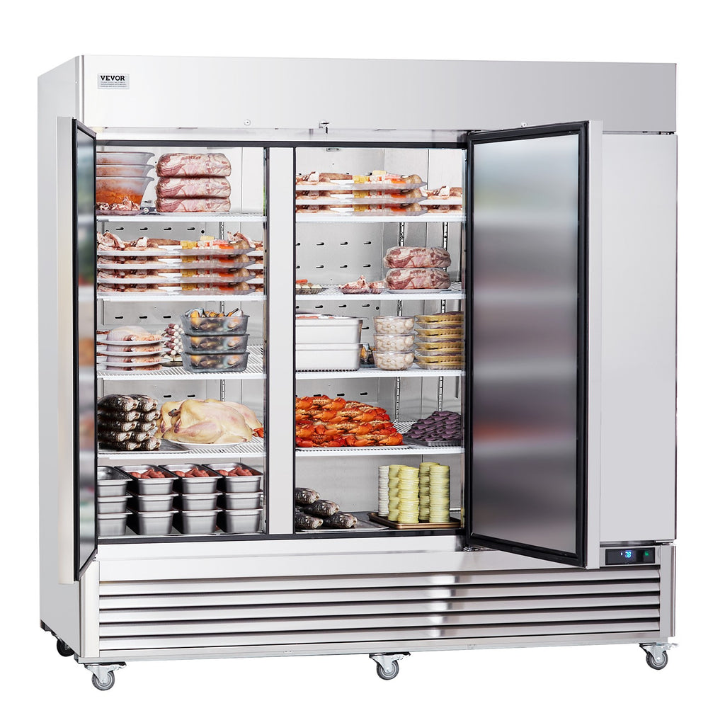 VEVOR Commercial Freezer 60.42 Cu.Ft Reach in Upright Freezer 3 Doors 12 Shelves
