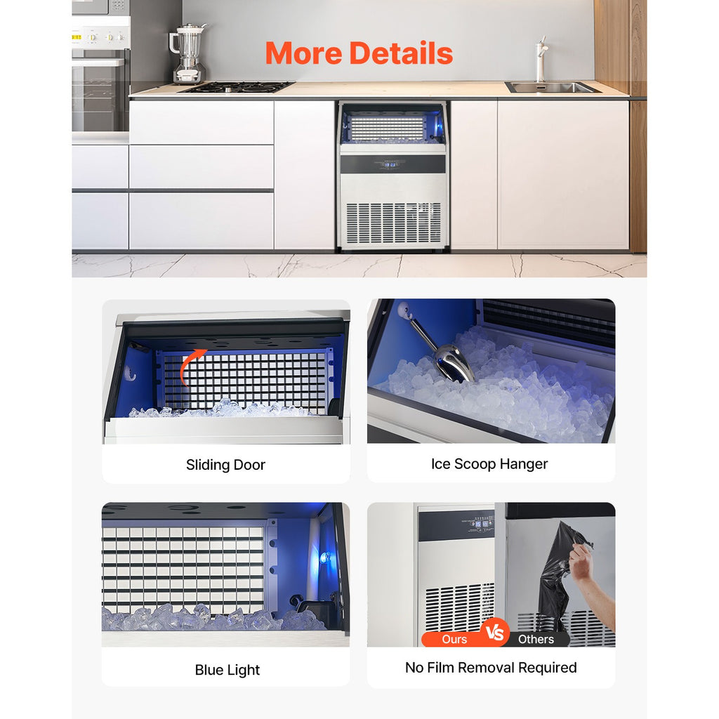 Uimoso 440Lbs/24H Commercial Ice Maker Restaurant Ice Machine 110Lbs Storage