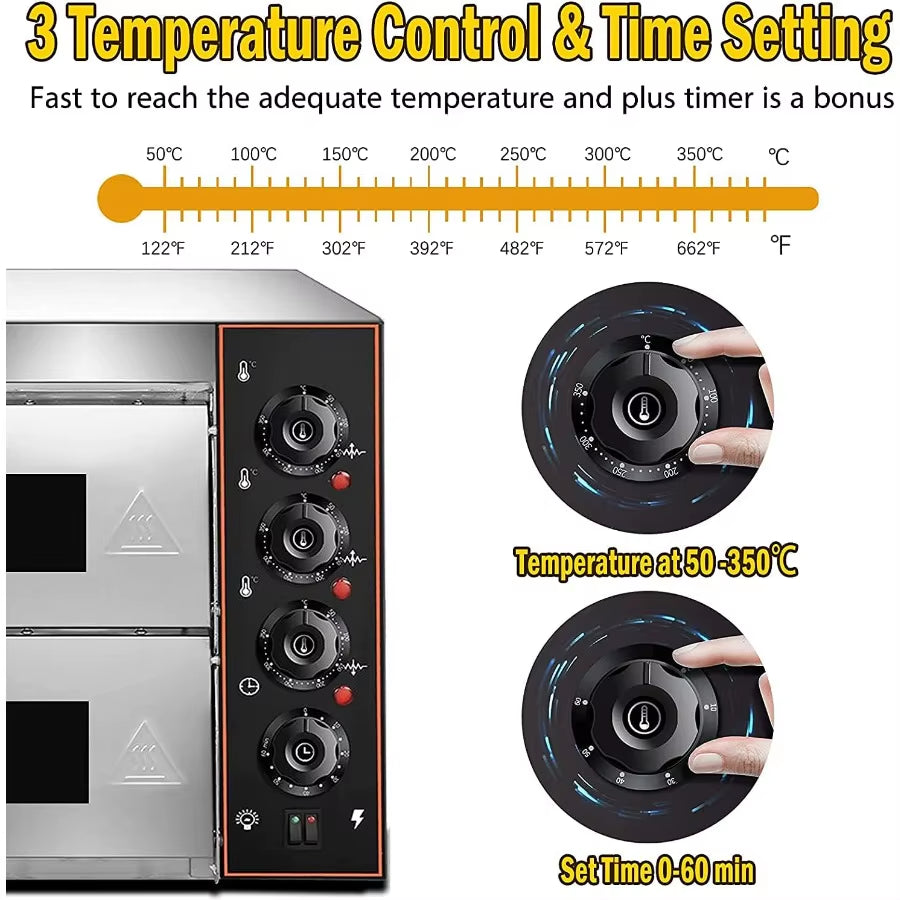 Commercial 1700W 16 Inch Stainless Steel Electric Countertop Pizza Oven for Restaurant Home Multifunctional Indoor Oven for Piz