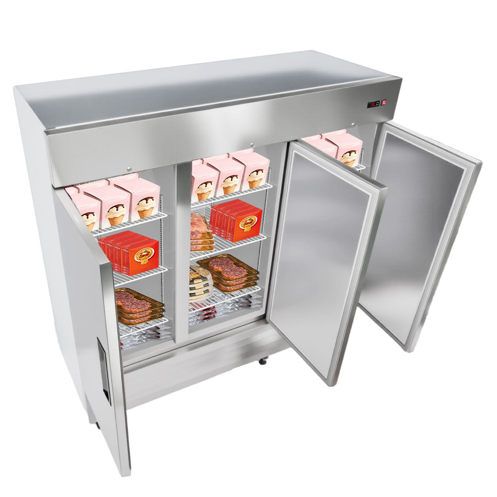 Uimoso Commercial Upright Reach-In Freezer 66.9 Cu.Ft with 3 Door and 12 Shelves