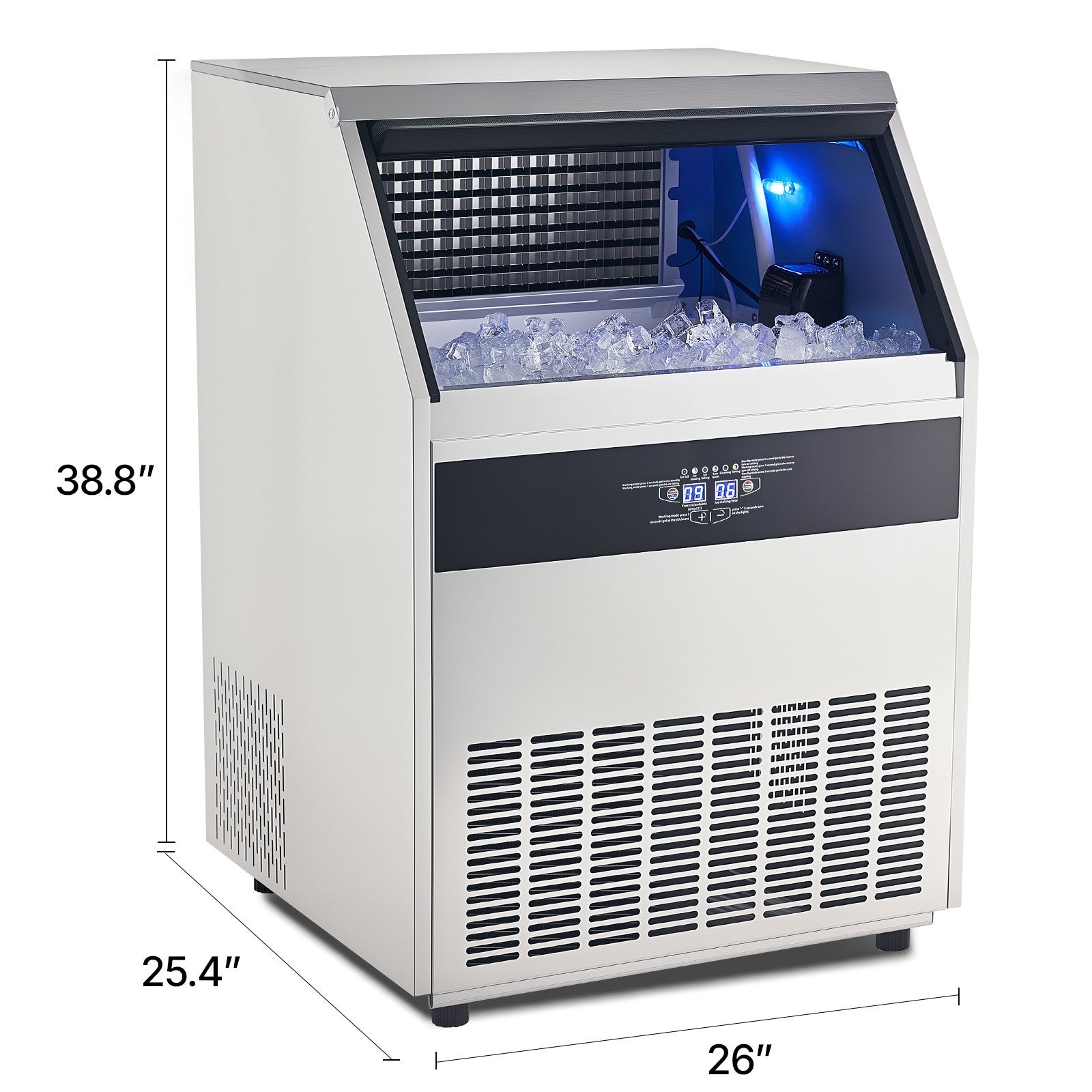 Uimoso 440Lbs/24H Commercial Ice Maker Restaurant Ice Machine 110Lbs Storage